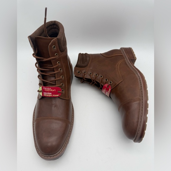 BRAND NEW Dexter Elliot Brown Boots Men Cognac Cap Toe Manmade main image 4